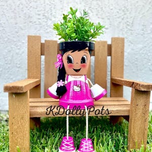 8'' Girl Flower Pot People/Clay Pot People/Pot Pal/Pot Person/Painted Pot People/Planter Pot People/Hand Painted Terracotta Pot/Planter/Doll