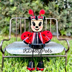 Hand Painted Ladybug Flower Pot People – Whimsical Terracotta Planter Decoration - Painted Pot - Clay Pot People
