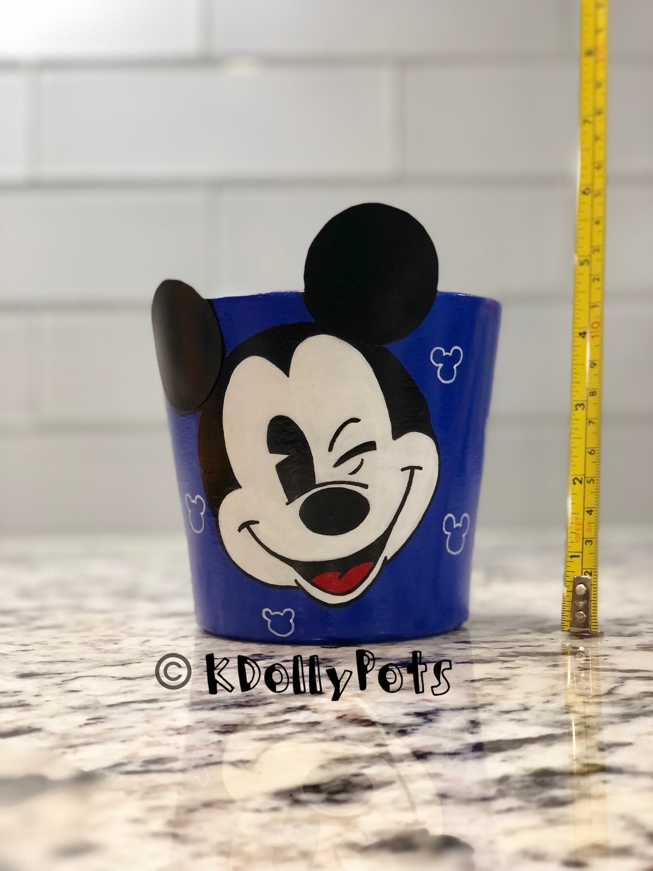Hand Painted Mickey Mouse Flower Pot/hand Painted Clay Pot/hand