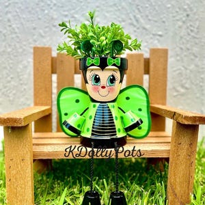 8'' Butterfly Flower Pot People/Clay Pot People/Hand Painted Pot/Garden Decoration/Terracotta Planter/Pot Person/Critter/Pottery