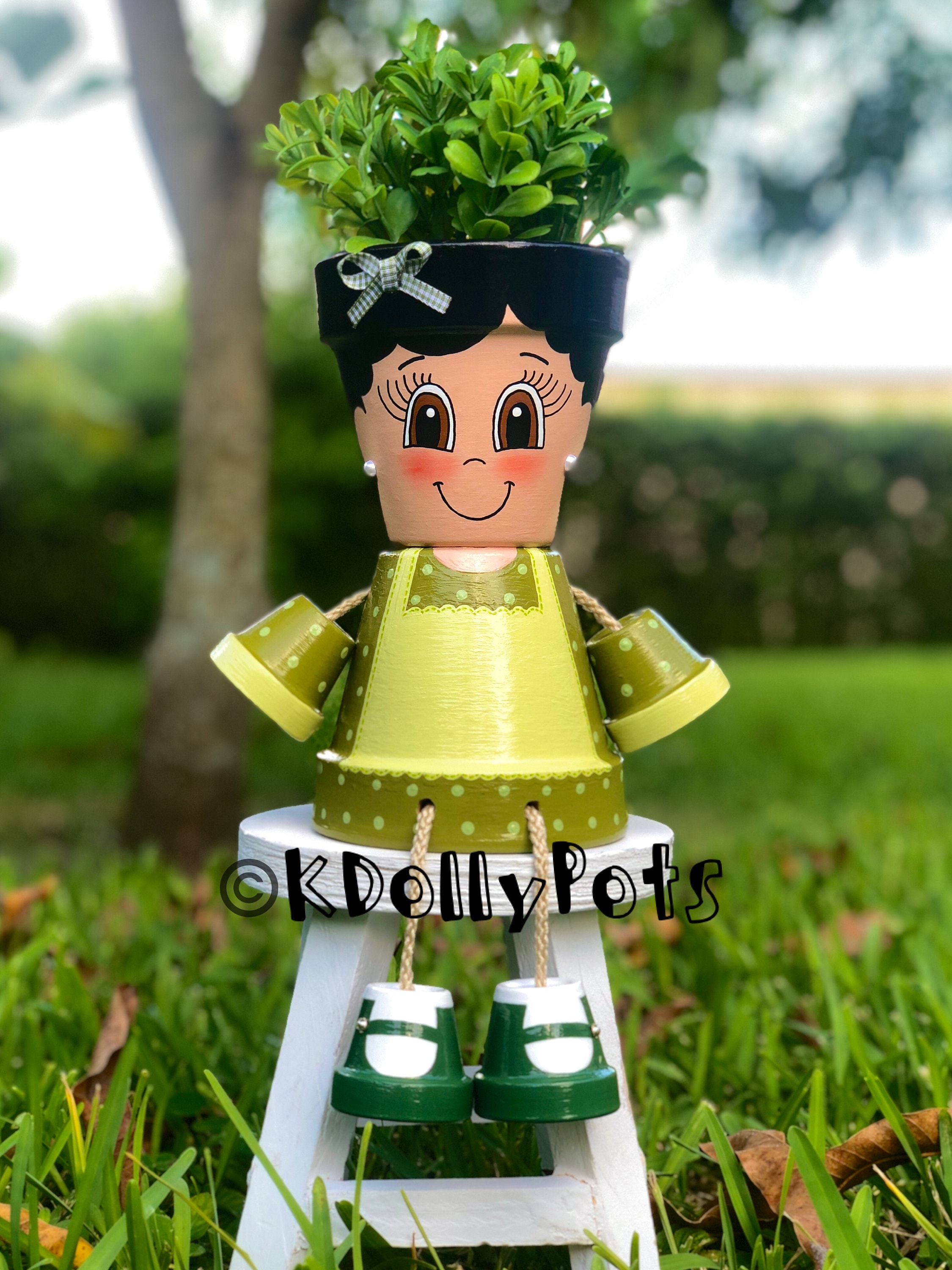 Lady Girl Flower Pot People/clay Pot People/plant Pot People/pot Person/painted  Pot People/planter Pot People/terracotta Pot People/planter - Etsy
