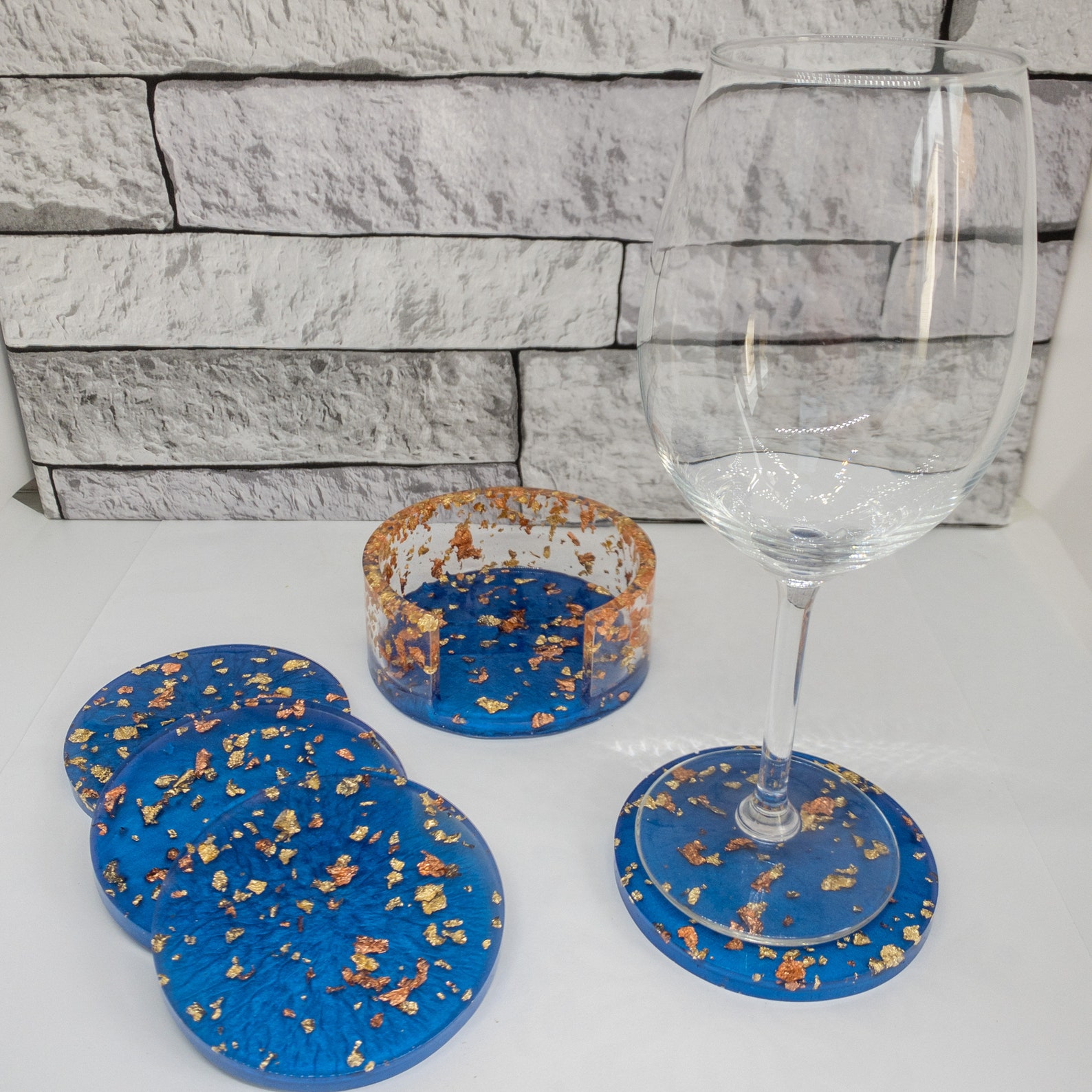 Set of 4 Resin Coasters with holder / Resin Coaster set Etsy