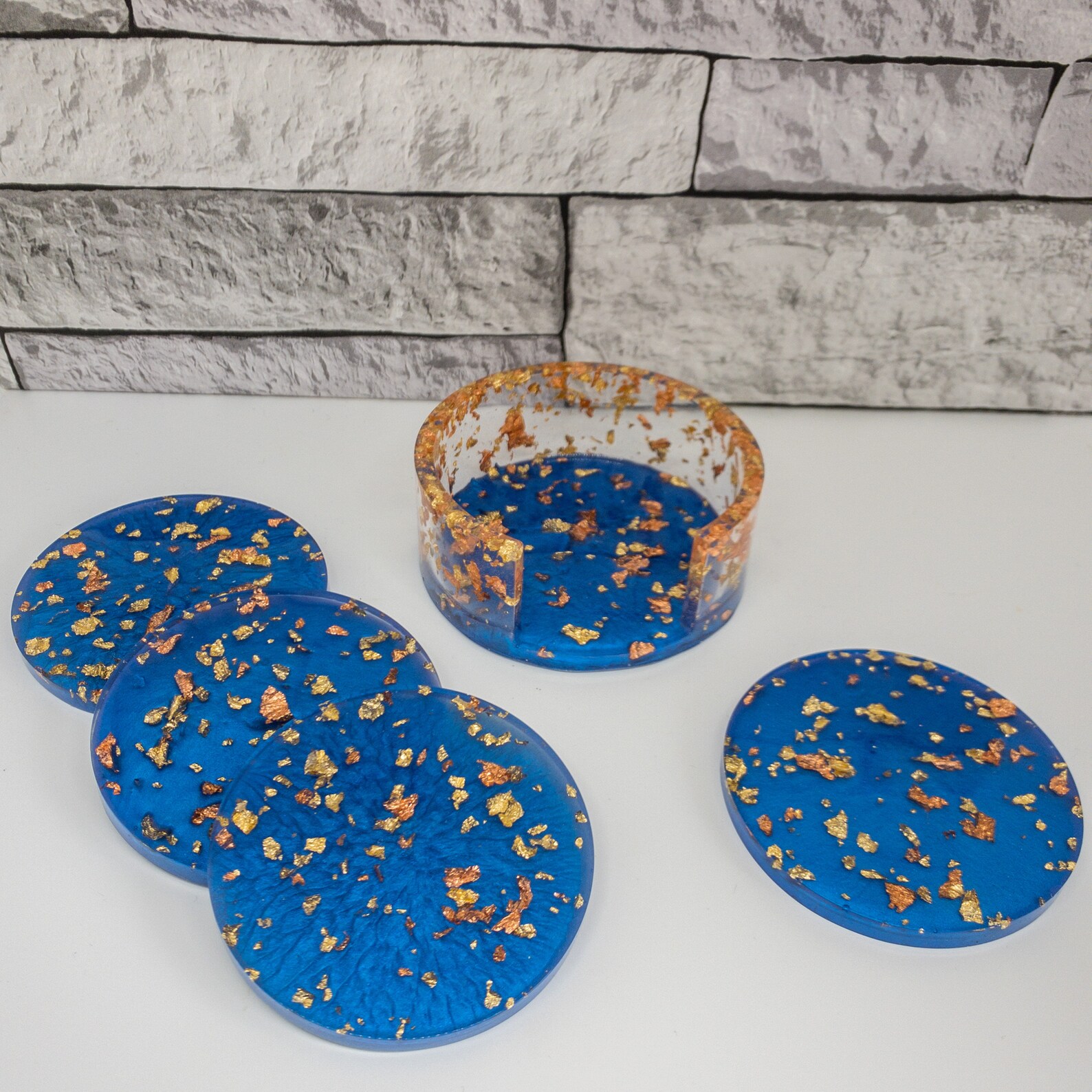 Set of 4 Resin Coasters with holder / Resin Coaster set Etsy