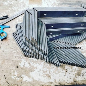 Soportes para estantes de tablones de andamio hechos a mano: Acero en bruto de alta resistencia (40 x 8 mm) imagen 9
