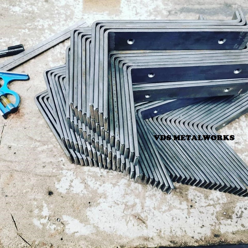 Soportes para estantes de tablones de andamio hechos a mano: Acero en bruto de alta resistencia (40 x 8 mm) imagen 9