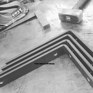 Soportes para estantes de tablones de andamio hechos a mano: Acero en bruto de alta resistencia (40 x 8 mm) imagen 6