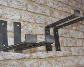 Rustic Raw Steel Shelf Brackets: Industrial Scaffold Board Shelving 50x5mm
