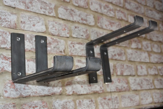 Rustic Raw Steel Shelf Brackets: Industrial Scaffold Board Shelving 50x5mm