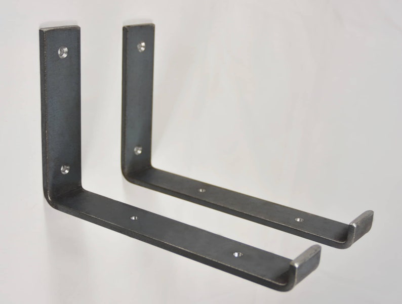 Soportes para estantes de tablones de andamio hechos a mano: Acero en bruto de alta resistencia (40 x 8 mm) imagen 3