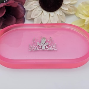 Pink Crystal Moon Trinket Tray / Jewelry Holder / Catch-all