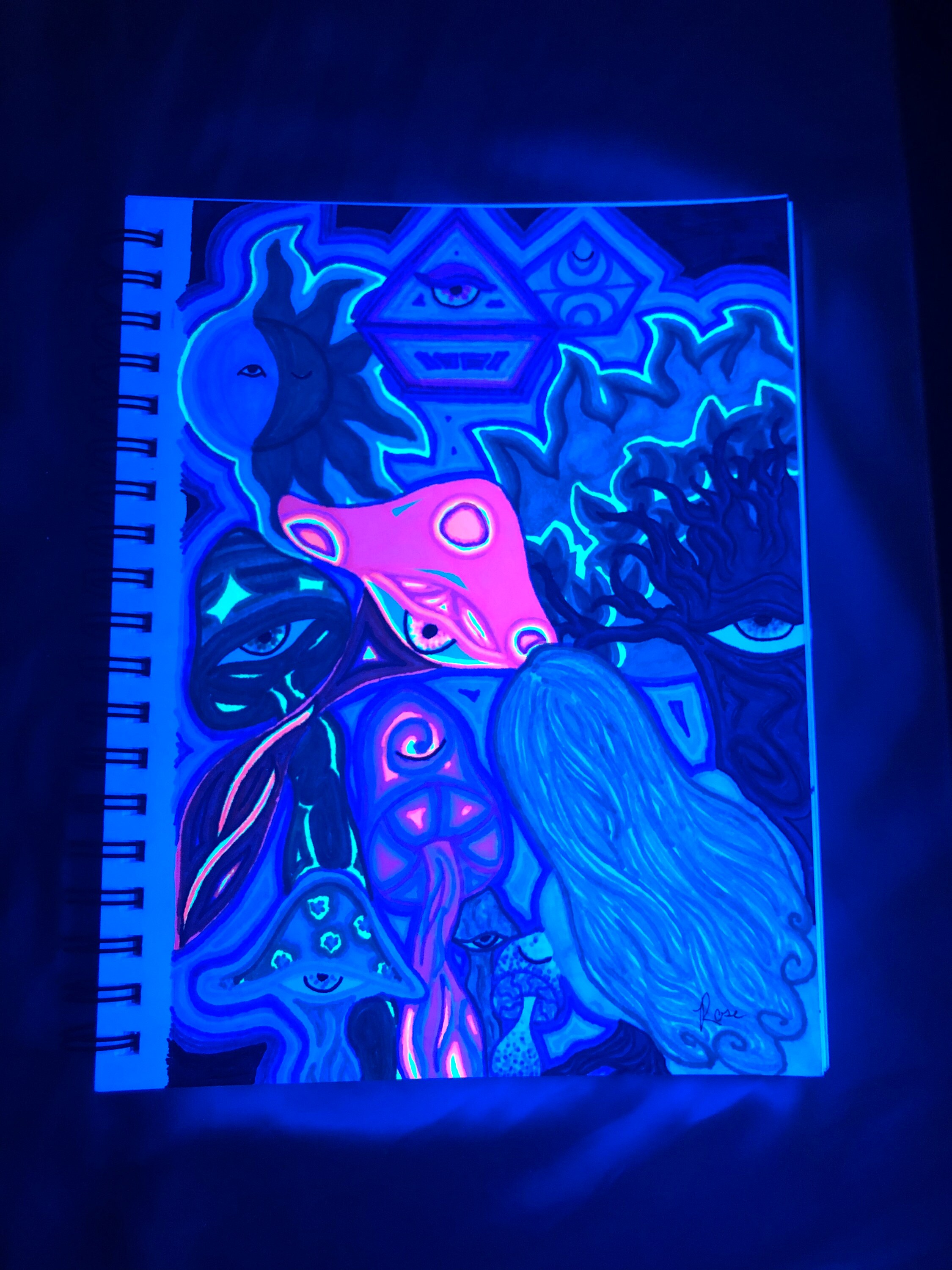 Awaken Framed Blacklight Drawing 11x9 Etsy Hong Kong