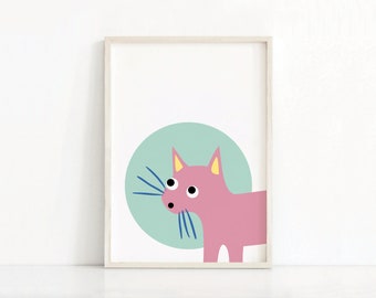 Cat Nursery Print | Printable Nursery Art | Instant Digital Download Print | Animal Nursery Decor | Cat Print | Printable Kids Art