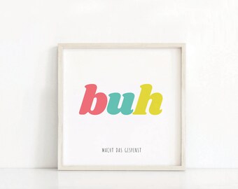 German Playroom Decor | Buh | German Nursery Prints | Kids Wall Art | German Wall Art | German Typography Nursery Print | German Ghost Print