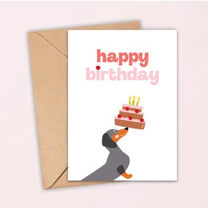 Druckbare Dackel Geburtstagskarte | Druckbare Wiener Hunde Karte | Alles Gute zum Geburtstag Wurst Karte | Digitale Dackel Karte | Hunde Geburtstagskarte