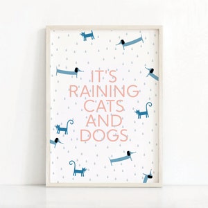 Hond Wall Art | Het regent katten en honden | Worst Hond Art | Wiener Hondenposter | Teckel Print | Woondecoratie | Digitale download | Hondenbord