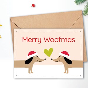 Druckbare Weihnachtskarte Dackel, Dackel Weihnachtskarte, Süße Hunde Weihnachtskarte, Haustier Weihnachtskarte, frohe Weihnachten