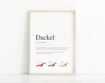 German Dachshund Definition Print | Dackel Print | Dog Dictionary Poster | Dog Quote Wall Art | Instant Download | Typography Poster