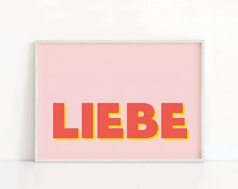 German Love Print | German Love Wall Art | German Typography Print | German Phrase Print | Digital Download | German Bedroom Print
