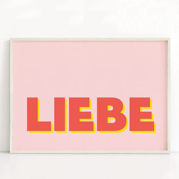 German Love Print | German Love Wall Art | German Typography Print | German Phrase Print | Digital Download | German Bedroom Print