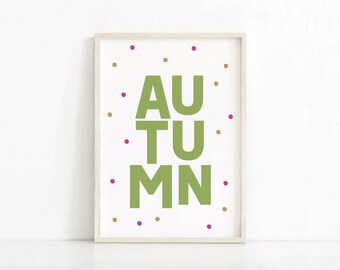 Autumn Seasons Print / Nursery Prints / Decoración de la sala de juegos / Nursery Printable Art / Descarga digital / Playroom Print / Kids Wall Art
