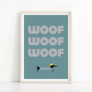 Teckel Wall Art | Woof Woof Woof | Worst Hond Art | Wiener Hondenposter | Hondenposter | Woondecoratie | Hond Art Print | Digitale download