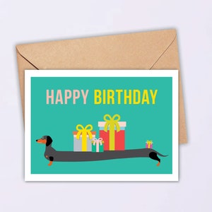 Druckbare Dackel Geburtstagskarte | Druckbare Wiener Hunde Karte | Alles Gute zum Geburtstag Wurst Karte | Karte für Hundeliebhaber | Digitaler Download