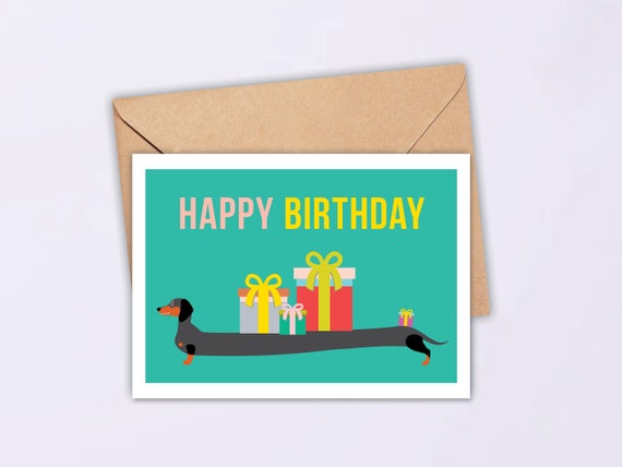 Printable Dachshund Birthday Card Printable Wiener Dog Card | Etsy