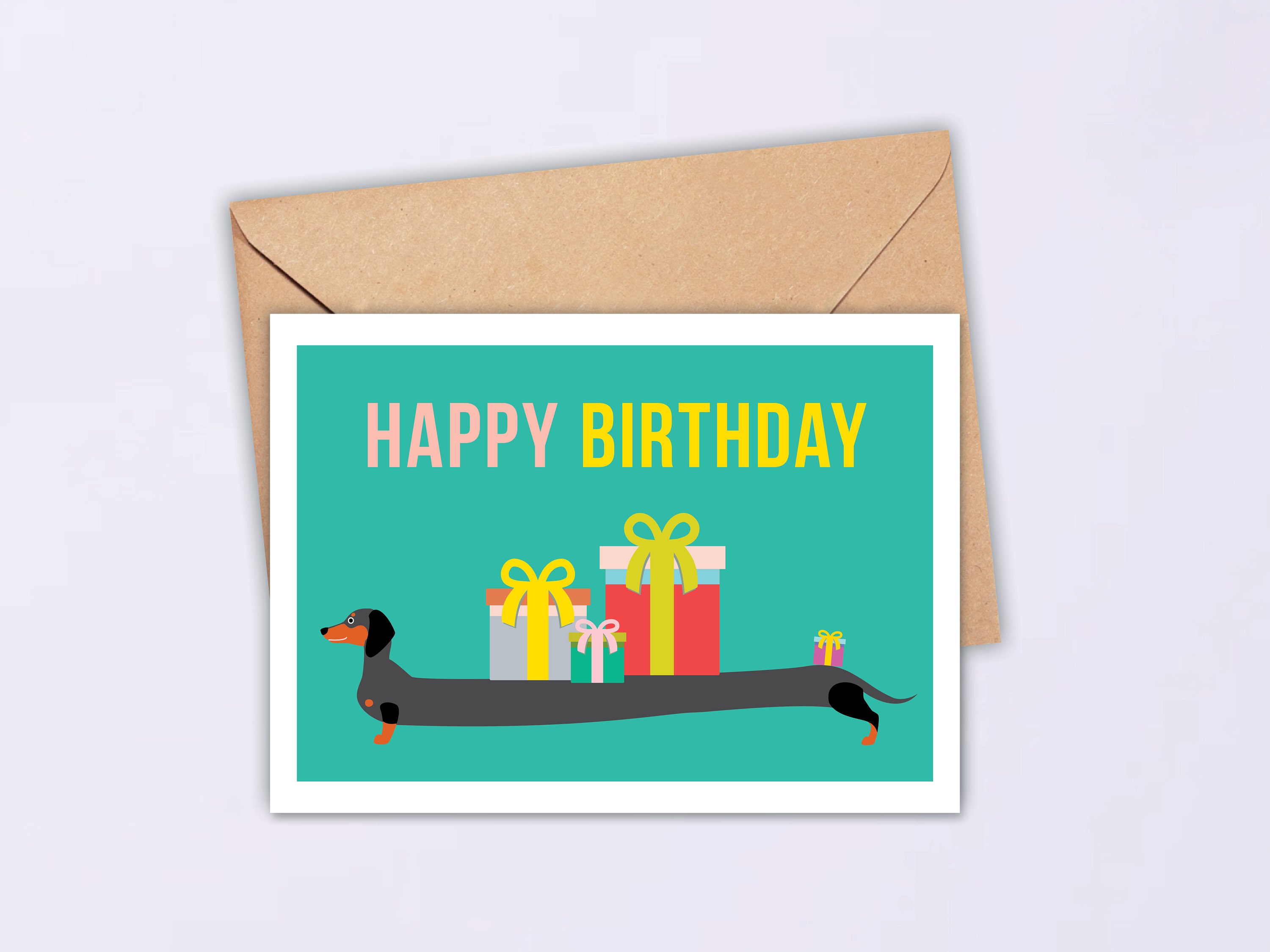 Printable Dachshund Birthday Card | Printable Wiener Dog Card | Happy ...