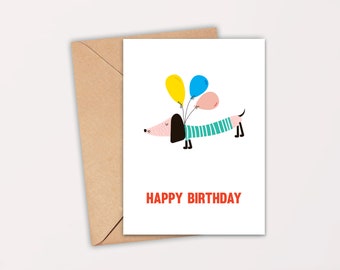 Dachshund Birthday Card | Printable Wiener Dog Card | Dog Birthday Card | Sausage Dog Card | Pet Birthday Card | Digital Download
