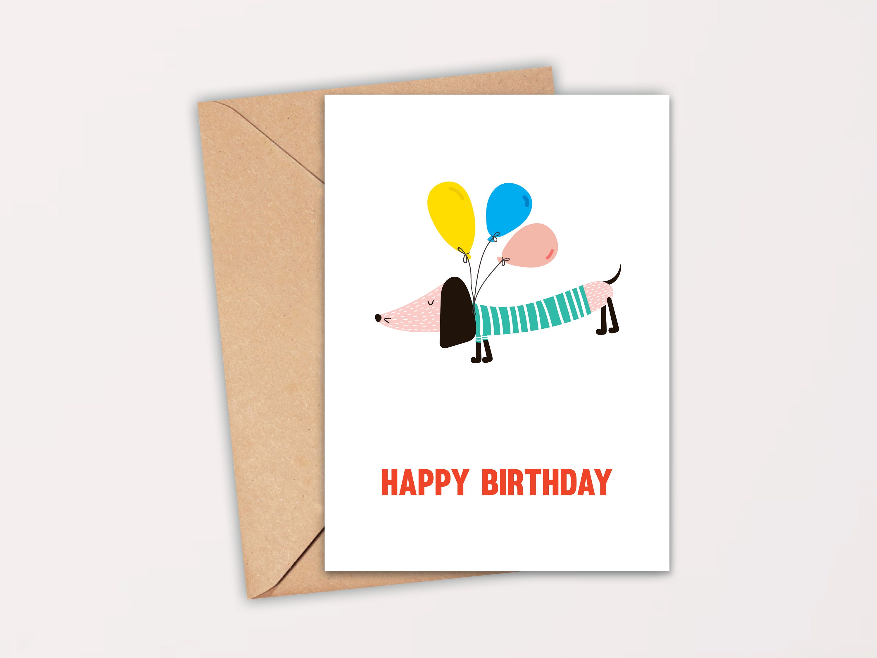 Dachshund Birthday Card | Printable Wiener Dog Card | Dog Birthday Card ...