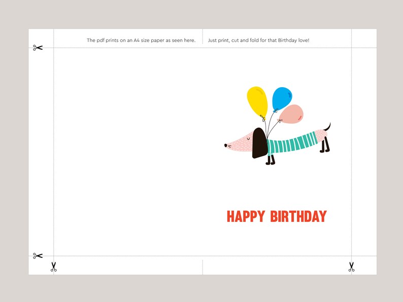Dachshund Birthday Card | Printable Wiener Dog Card | Dog Birthday Card ...
