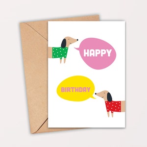 Druckbare Dackel Geburtstagskarte | Doxie Geburtstagskarte | Hund Geburtstagskarte | Würstchen Karte | Haustier Geburtstagskarte | Digitaler Download