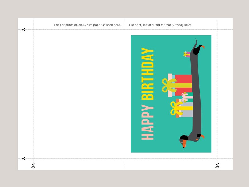 Printable Dachshund Birthday Card | Printable Wiener Dog Card | Happy ...