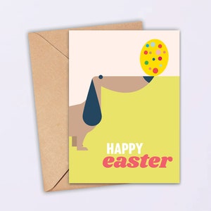 Biglietto di Pasqua con bassotto / Biglietto di auguri di buona Pasqua / Biglietto di Pasqua stampabile / Biglietto di Pasqua con cane / Biglietto di Pasqua con simpatico bassotto / Download immediato