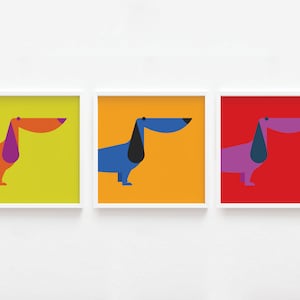 Dachshund Digital Download Print | Colour Blocking Vibe | Sausage Dog Art | Wiener Dog Poster | Home Decor | Wall Art | Set of 3 Prints