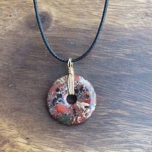 Brecciated jasper pi stone pendant