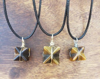 Tiger&#39;s eye merkaba pendant