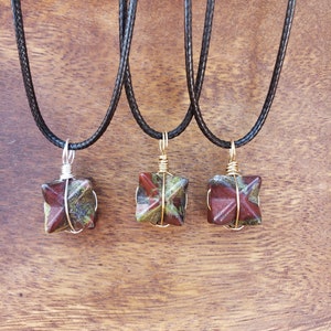 Dragon blood jasper merkaba pendant
