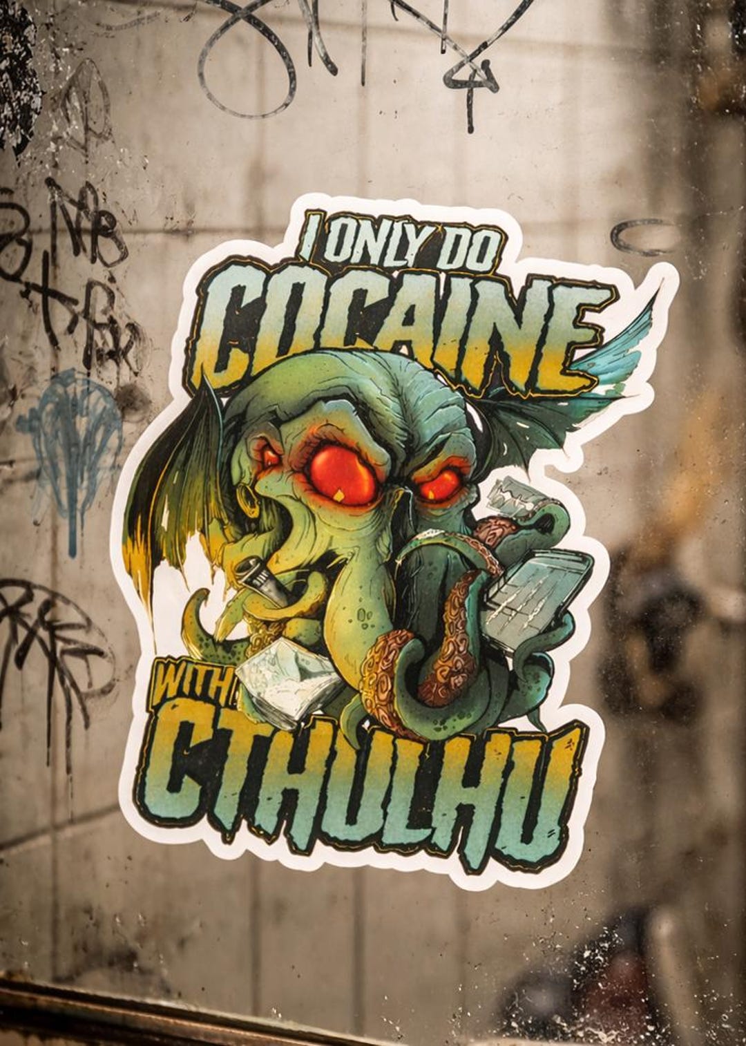 Cocaine With Cthulhu - Sticker - Etsy