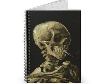 Van Gogh-inspirerad tom anteckningsbok - Skelettskalle med brinnande cigarett