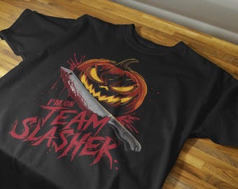 Camiseta de Halloween del Equipo Slasher: Camiseta con gráfico de calabaza de terror retro