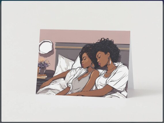 Anniversary Greeting Card - African American Card, Black Love Card, LBGTQI, Black Love, LBGT, Lesbian, lesbian anniversary card