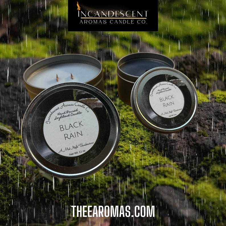 Black Rain Scented Woodwick Candle, Wax Melts, Foaming Hand Soap, Air