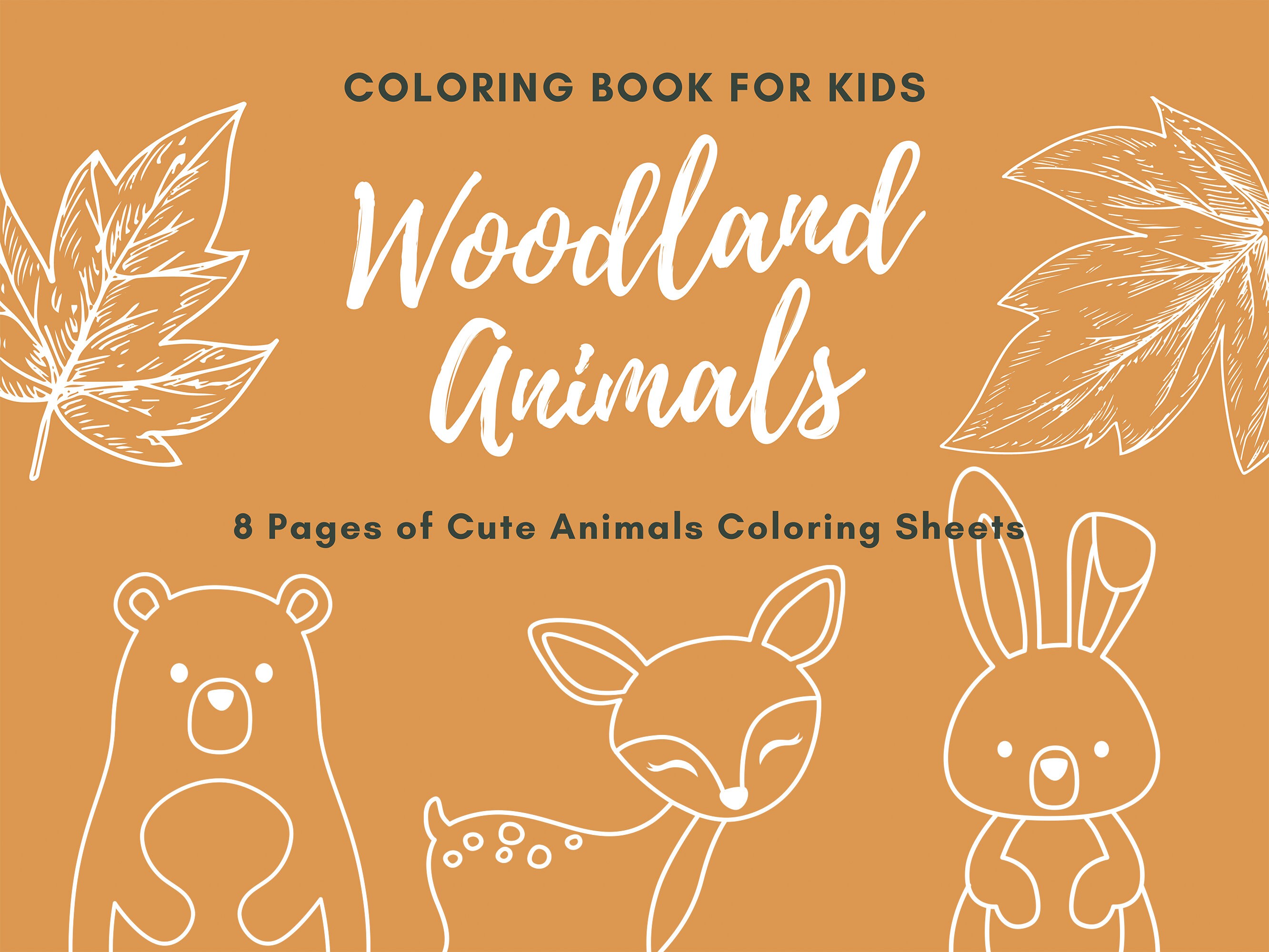 Woodland Animals Coloring Book for Kids Printable Coloring | Etsy