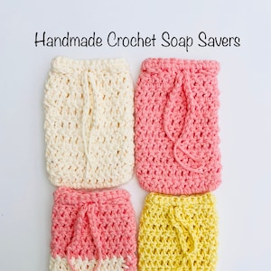 100% Cotton Soap Saver Bag Handmade Cotton Crochet Soap Saver Soap Buddy Body Scrubber Eco Friendly Gift Ideas Plastic-Free Soap Holder image 1