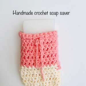 100% Cotton Soap Saver Bag Handmade Cotton Crochet Soap Saver Soap Buddy Body Scrubber Eco Friendly Gift Ideas Plastic-Free Soap Holder image 2
