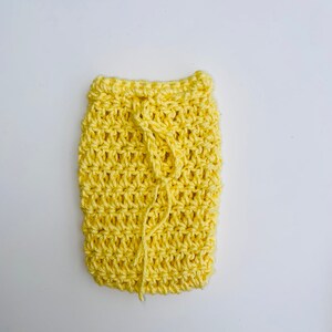 100% Cotton Soap Saver Bag Handmade Cotton Crochet Soap Saver Soap Buddy Body Scrubber Eco Friendly Gift Ideas Plastic-Free Soap Holder Yellow