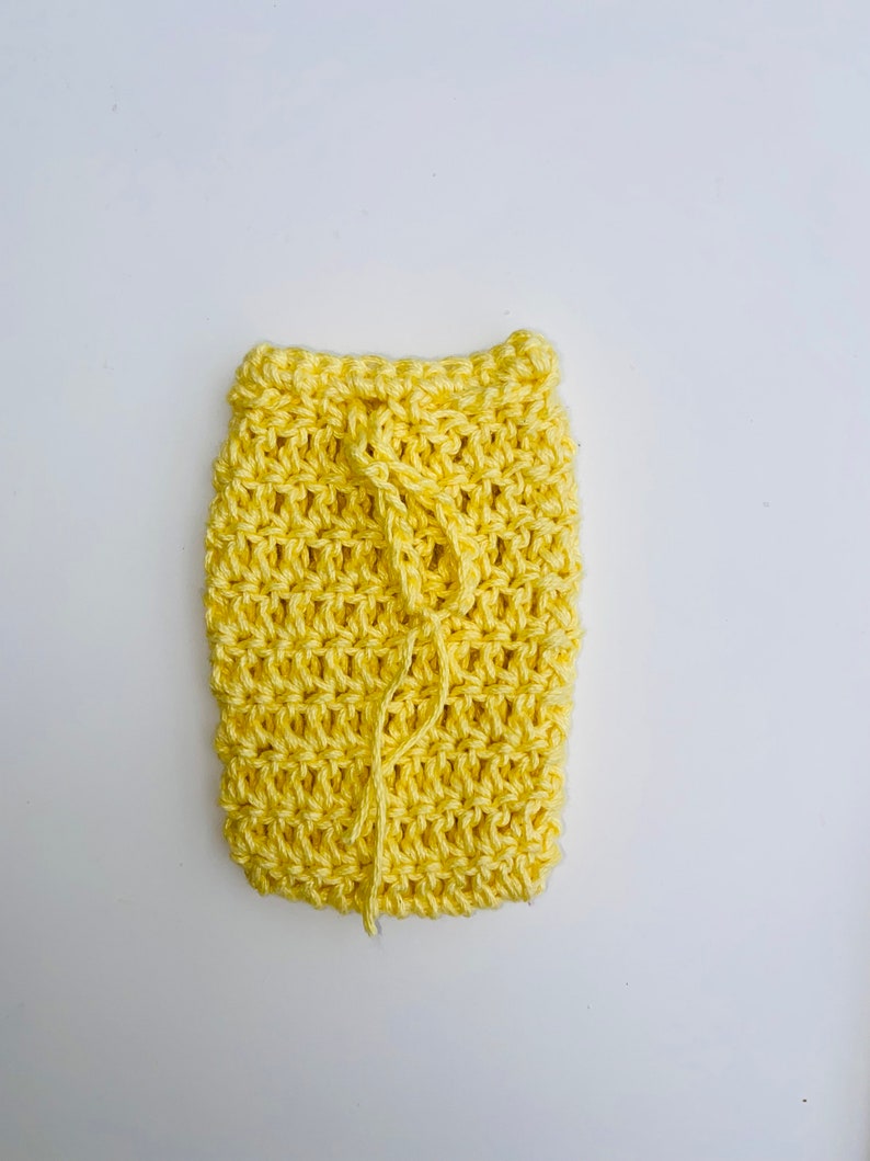 100% Cotton Soap Saver Bag Handmade Cotton Crochet Soap Saver Soap Buddy Body Scrubber Eco Friendly Gift Ideas Plastic-Free Soap Holder Yellow