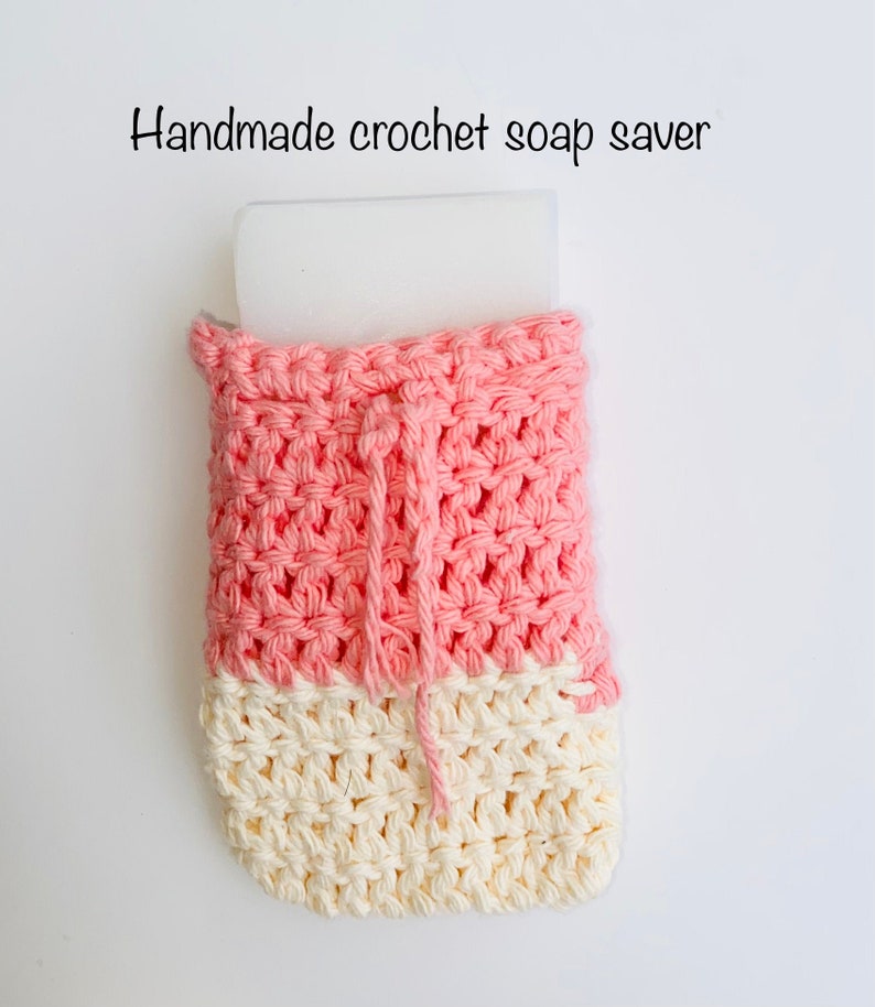 100% Cotton Soap Saver Bag Handmade Cotton Crochet Soap Saver Soap Buddy Body Scrubber Eco Friendly Gift Ideas Plastic-Free Soap Holder image 2