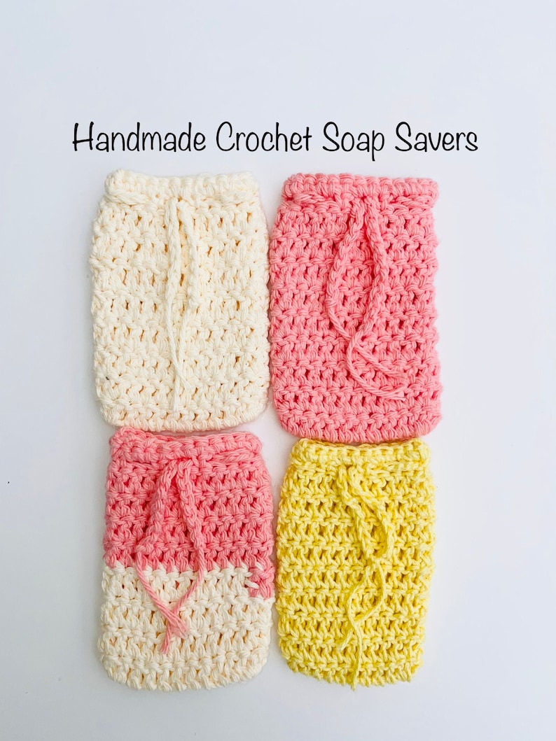 100% Cotton Soap Saver Bag Handmade Cotton Crochet Soap Saver Soap Buddy Body Scrubber Eco Friendly Gift Ideas Plastic-Free Soap Holder image 1